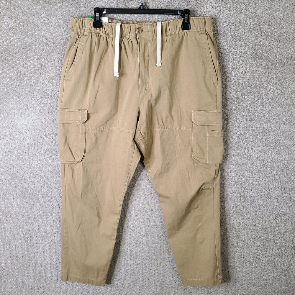 Club Room Pants Mens L Khaki Cargo Classic Fit Cotton Spandex Casual NEW